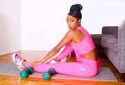 Women's Racer Leggings Static Sportswear -Pink Look. Model- Brenda Monks. (Instagram) 