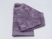 Static Sportswear Hot Camo Runner. Long-sleeve Crop Top Purple