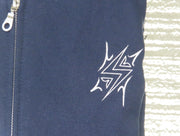 100% Cotton Hoodie zip-up Static Sportswear Navy Blue logo close up