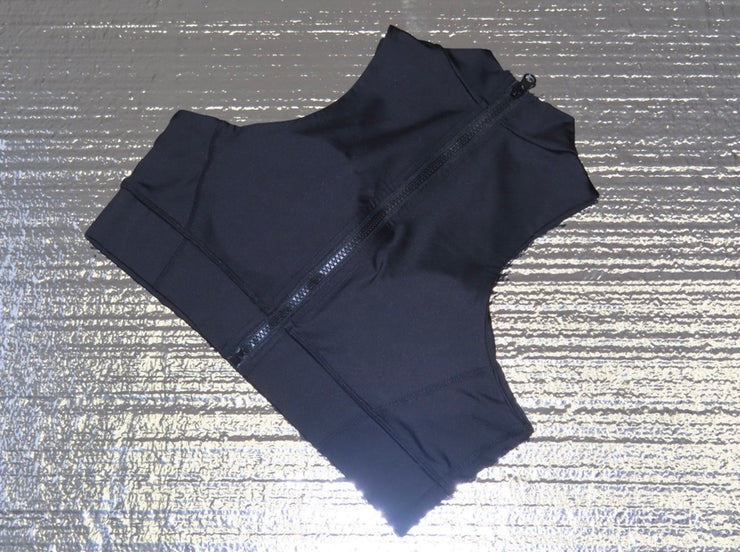 Static Sportswear Womens Racer Sports Bra -BLACK exclusive zipper back
