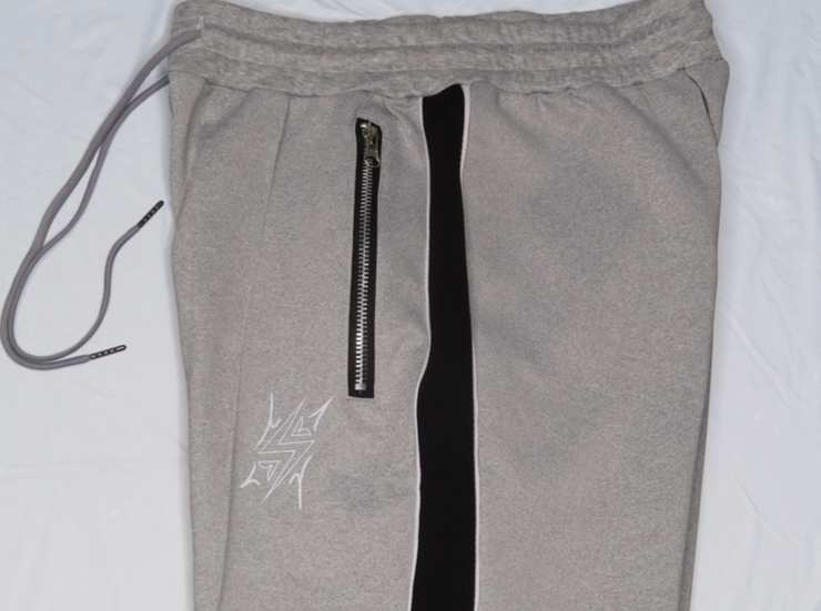 Static Stripe Jogger Pants zipper pockets Static Sportswear -Grey Side Stripre