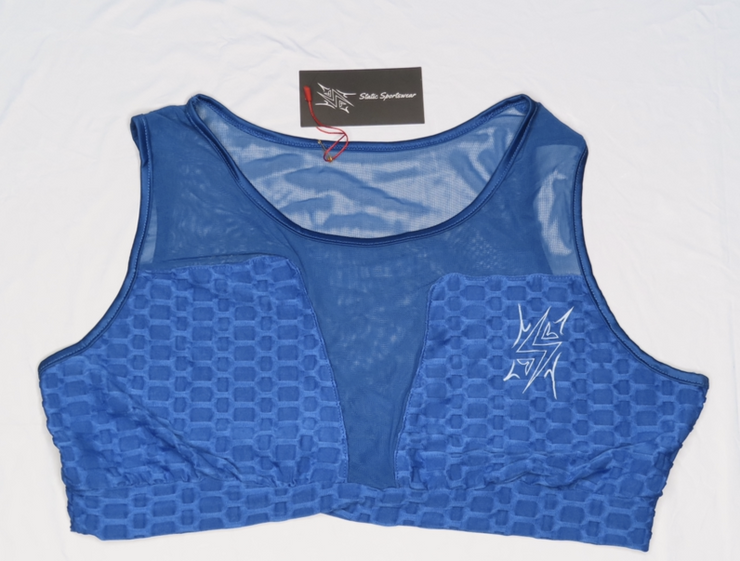 Womens Sports Bra Lightweight Scrunch Static Sportswear -Blue