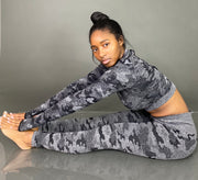 Static Sportswear Women's Grey Camo Runner Yoga leggings side view